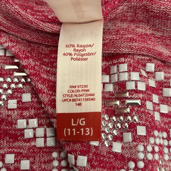 No Boundaries Juniors Top Pink Heart Embellished Tie Front‎ Short Sleeve - Picture 5 of 5